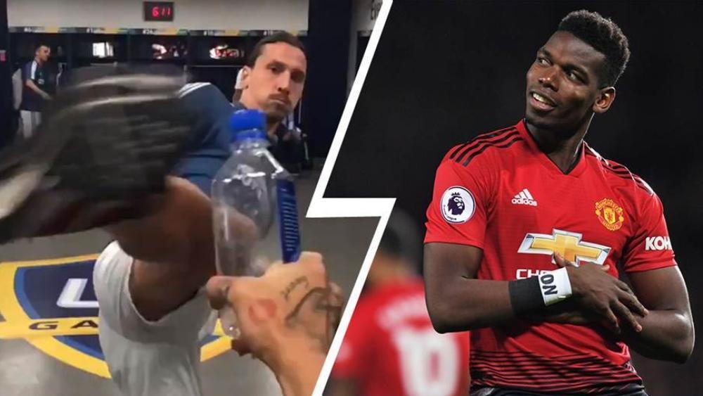 بالفيديو | بوغبا يقبل تحدي زلاتان ويضاعف "الإثارة" في "تحدي غطاء الزجاجة"