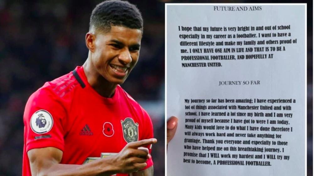 راشفورد وثّق حلمه باللعب لمانشستر يونايتد بخطاب عاطفي كتبه في العاشرة