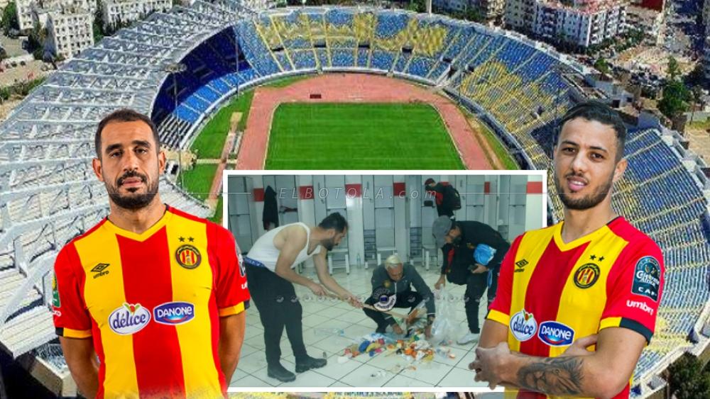 سامح الدربالي و إيهاب المباركي يساعدان في تنظيف مستودع الملابس بـ"دونور" بعد مواجهة الرجاء