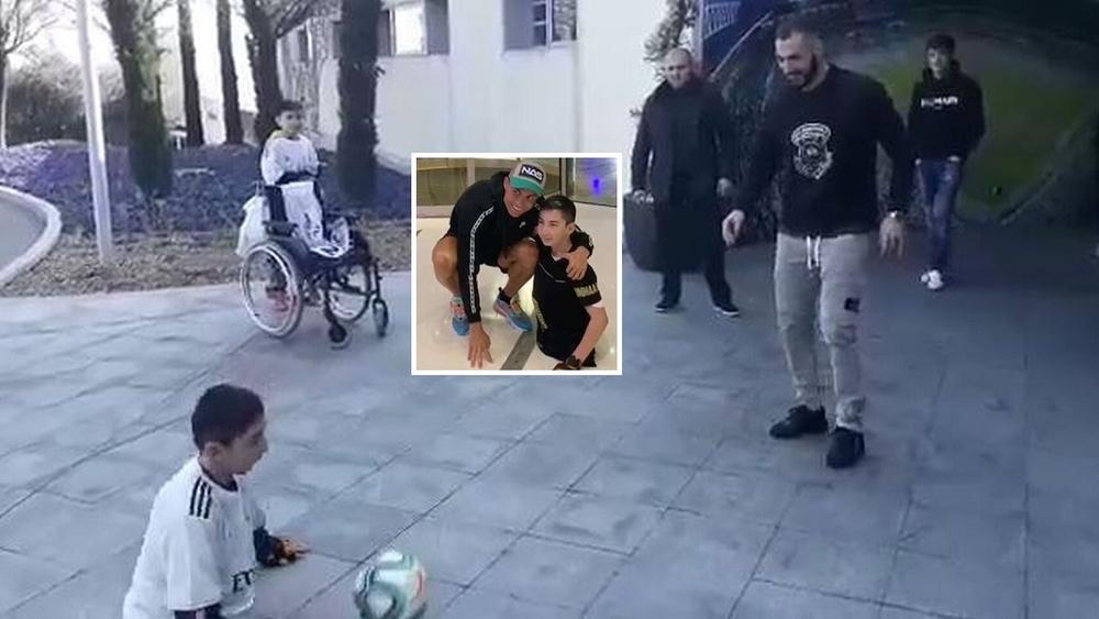 بعد كريستيانو.. بنزيما هو الآخر يلتقي بالكازاخستاني علي تورغانبيكوف المولود من دون أرجل