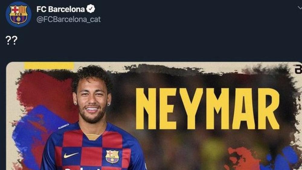 حساب برشلونة على "تويتر" يتعرض "للقرصنة".. ويعلن تعاقده مع نيمار ويطالب برحيل بارتوميو