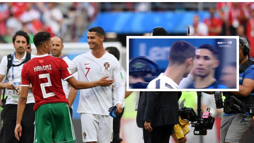 كريستيانو يُصافح حكيمي بعد نهاية لقاء الإنتر واليوفي ويضرب له موعداً في مستودع الملابس لتبادل القميص