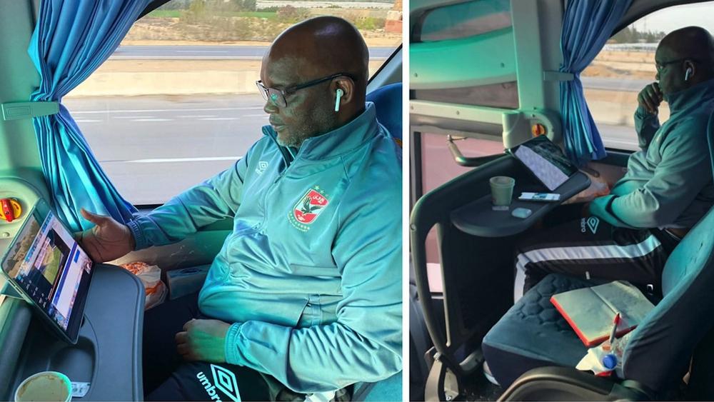 بين الواجب المهني والرغبة في الاكتساب.. بيتسو يحضر مناظرة مرئية يُقدِّمها أرتيتا من حافلة الأهلي المتوجهة للاسكندرية