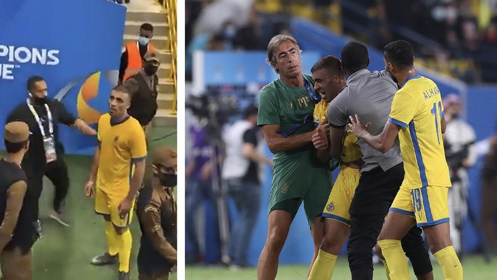 بالفيديو/ حمد الله ينفعل على مشجع "هلالي" رماه بقارورة مياه ووصفه بـ"الباكي"