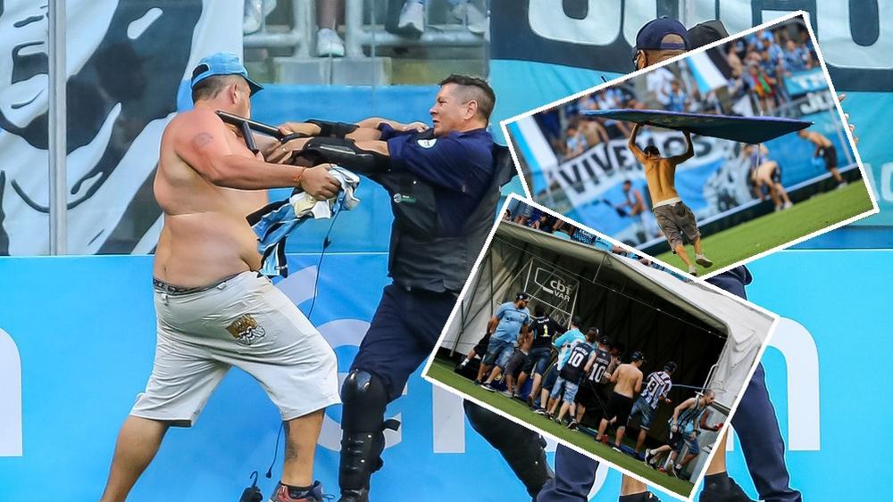 بالفيديو/ أعمال شغب في البرازيل.. جماهير غريميو تقتحم الملعب وتدمر شاشة الـ"VAR"!