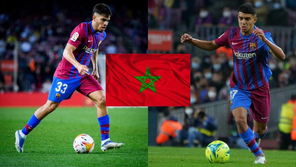 حساب برشلونة في "تويتر" يعلق على صورة أخوماش والزلزولي بعبارات من "النشيد الوطني": "إخوتي هيا للعُلى سعيا، نُشهد الدنيا أنَّ هنا نحيا"