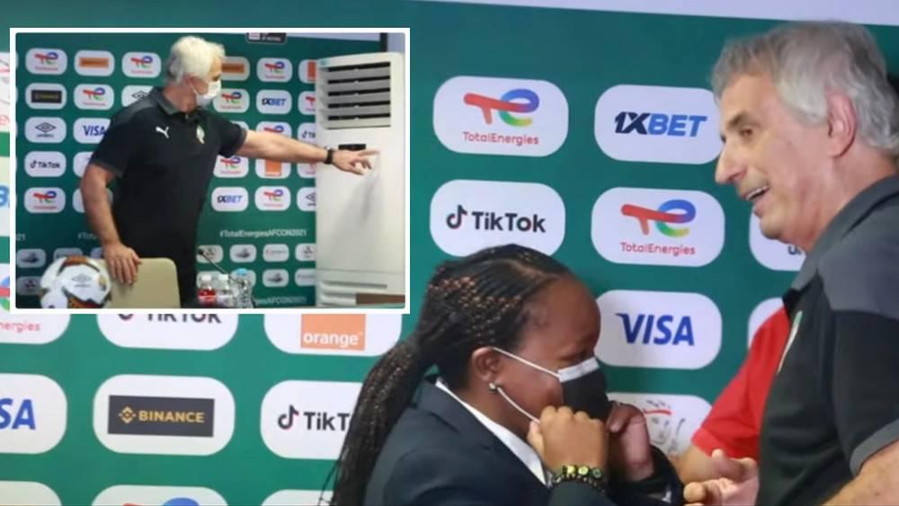 خليلوزيتش يخطف الأنظار في ندوته قبل ملاقاة مصر ويجدد انزعاجه من المكيف وممازحته لمسؤولة "الكاف" حول طريقة نطق إسمه