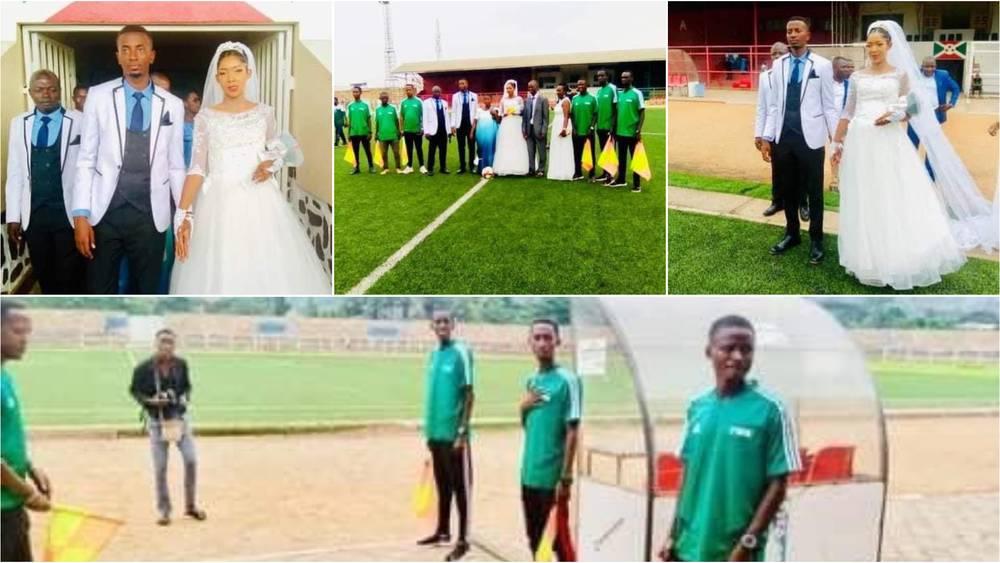 لاعب بوروندي يعقد حفل زفافه من "حكمة" في أرضية الملعب بحضور الحكام ولاعبي منتخب بلاده