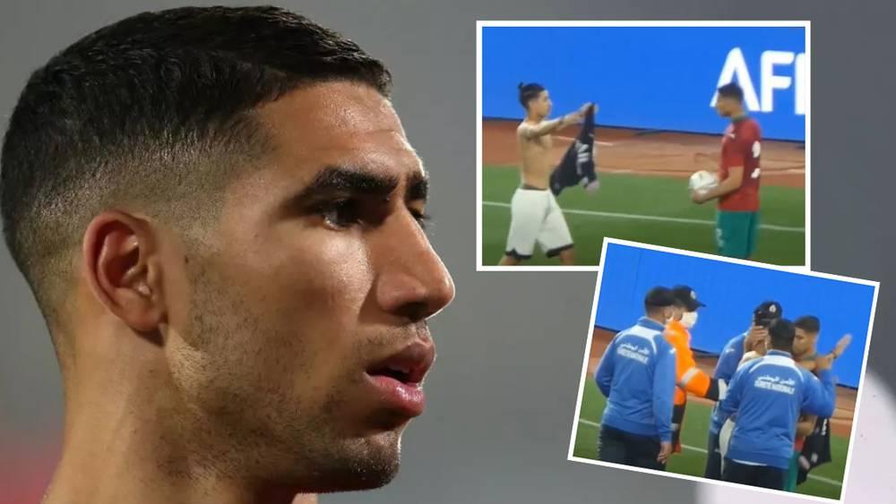 حكيمي ينال إشادة الجماهير المغربية بعد طريقة تعامله مع الشاب "مُقتحم الملعب" في مواجهة جنوب أفريقيا