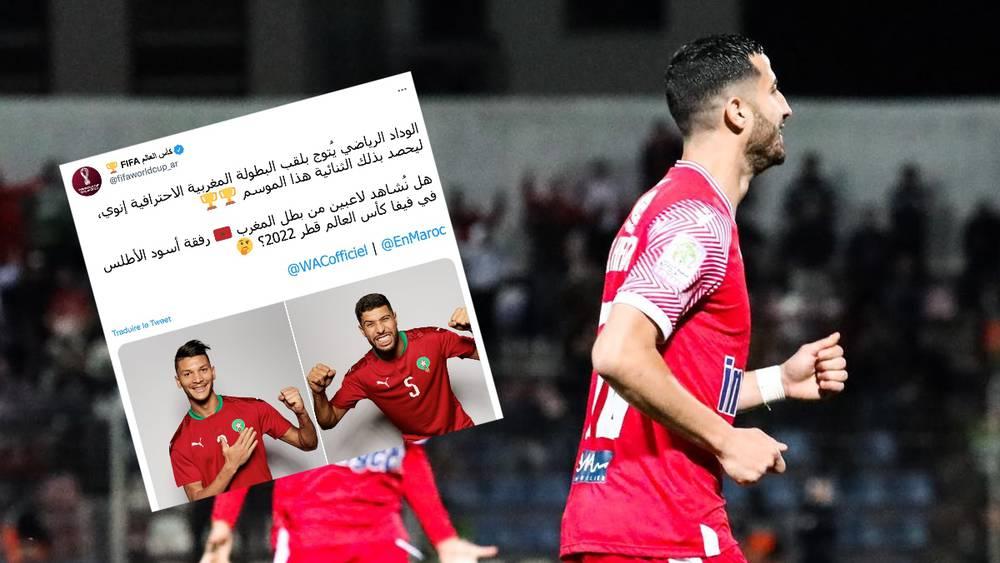 حساب الفيفا بـ"تويتر": "الوداد يحصد الثنائية هذا الموسم.. هل نشاهد لاعبين من بطل المغرب في المونديال؟"