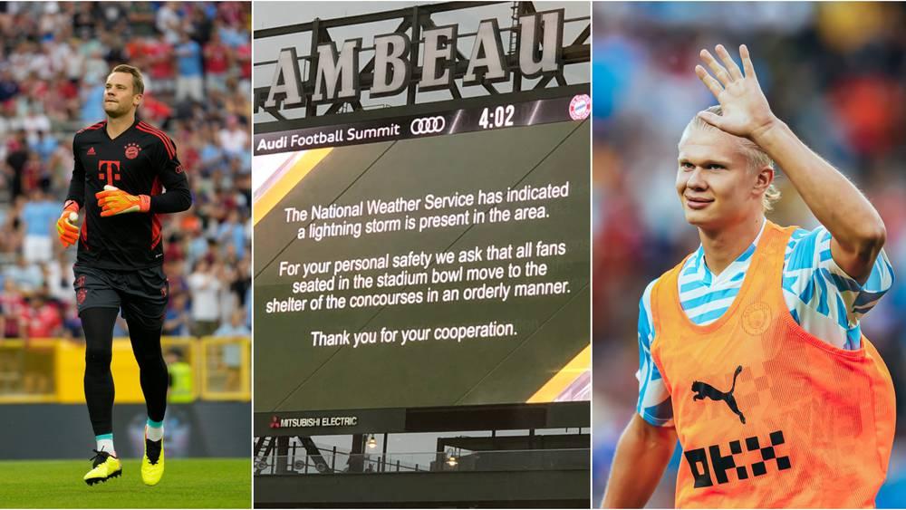 تأخير انطلاق مباراة بايرن ميونيخ ومانشستر سيتي لـ 15 دقيقة بسبب عاصفة رعدية