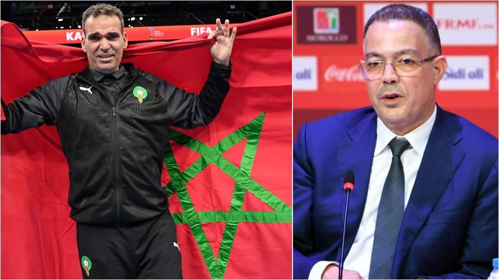 لقجع: " الدكيك يفوز بالبطولات لأنه يشتغل في جميع الأوقات.. أطلب من المدير التقني للجامعة أن يضعه كنموذج لباقي المنتخبات الوطنية"