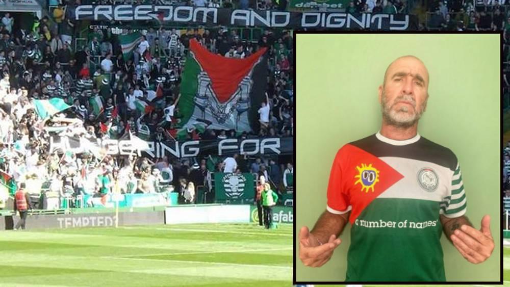 "كانتونا" يظهر بقميص يحمل العلم الفلسطيني ويُروج لحملة جماهير سلتيك لدعم اللاجئين في "مُخيم عايدة"