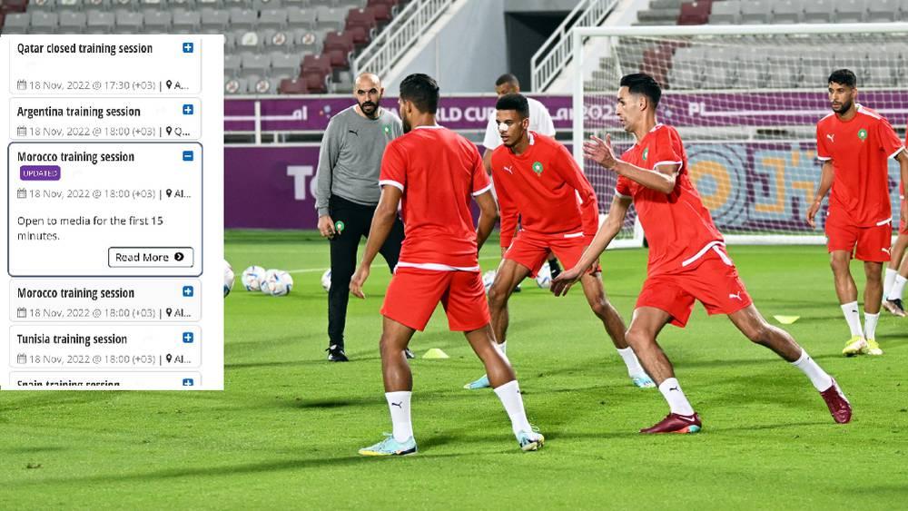 المنتخب المغربي يستأنف تداريبه في الدوحة مساء يومه الجمعة بعد تعديل توقيت انطلاق الحصة التدريبية