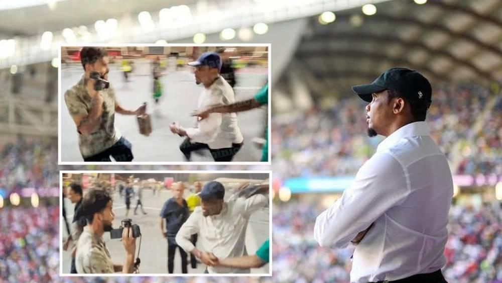 فيديو/ صامويل إيتو يعتدي بالضرب "العنيف" على صانع محتوى جزائري قام بتذكيره بالحكم "باكاري غاساما"