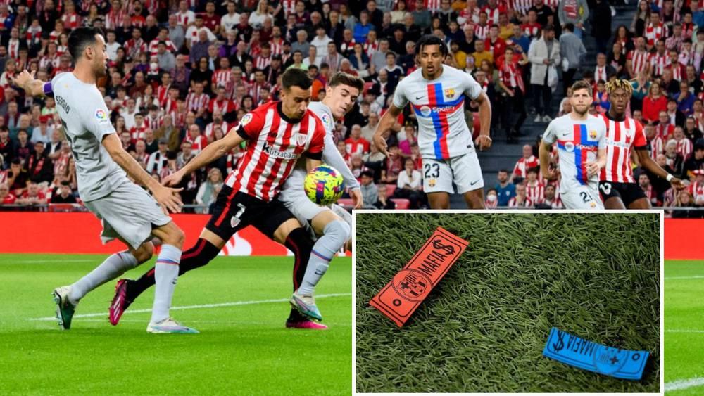 "برشلونة مافيا.. إلى الدرجة الثانية".. جماهير بلباو تحتج بطريقتها بعد تورط البارسا في "قضية نيغريرا"!