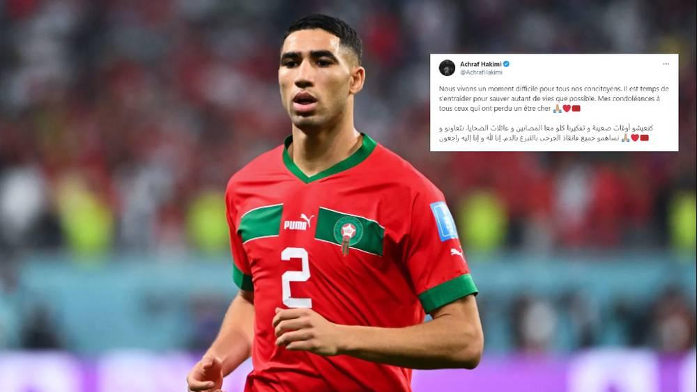 حكيمي: "كنْعِيشو أوقات صْعيبة وتفكيرنا كلو مع المصابين وعائلات الضحايا.. نتعاونو ونساهمو جميع فإنقاذ الجرحى بالتبرع بالدم"