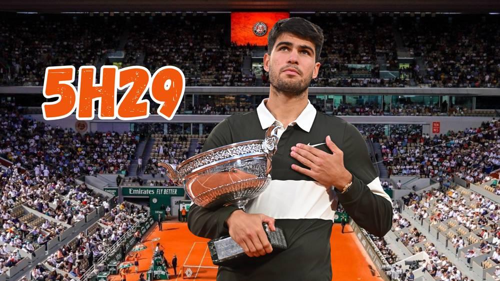 ألكاراز يُتوج بـ"أطول نهائي" في تاريخ بطولة "رولان غاروس"