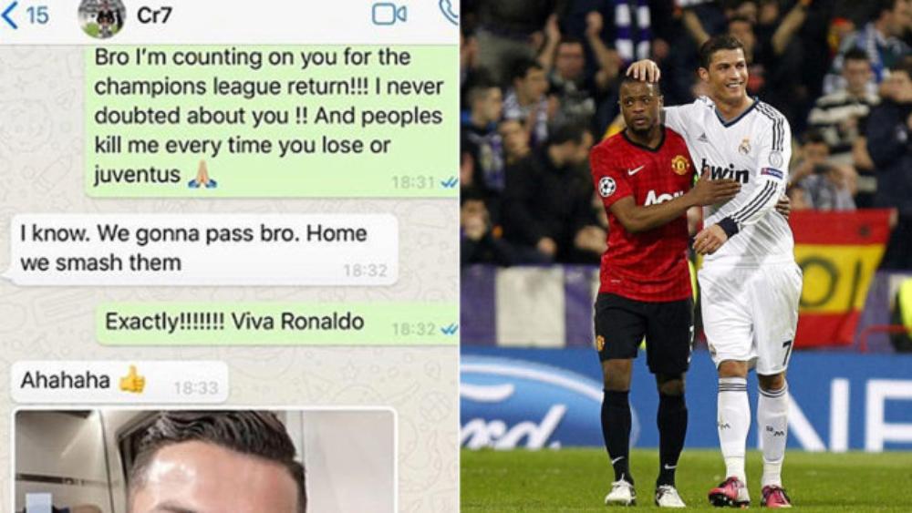 إيفرا يظهر محادثة "واتساب" مع رونالدو قبل لقاء أتليتكو مدريد
