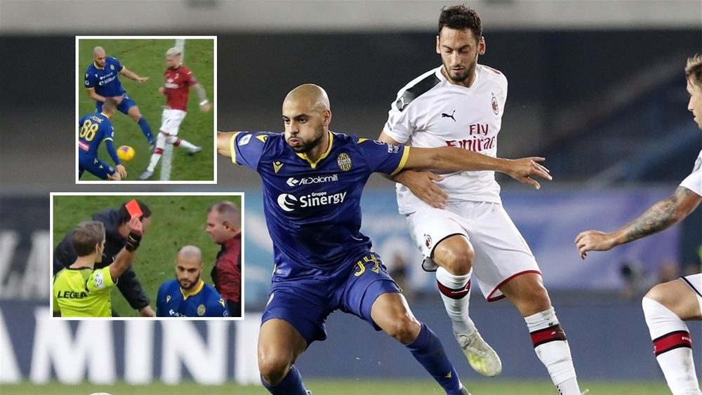 أمرابط يتعرض لـ"طرد مباشر" أمام ميلان.. وينال أول بطاقة حمراء بعد 20 مباراة في "السيري آ"