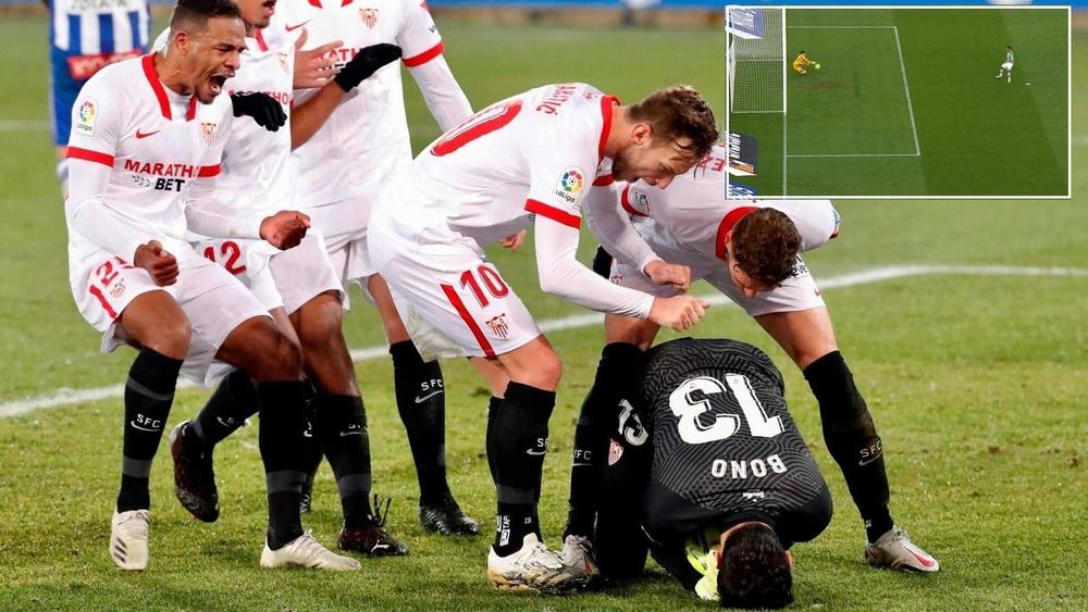 بونو يصبح ثاني حارس مرمى يصد ضربتي جزاء لإشبيلية خلال موسم كروي واحد